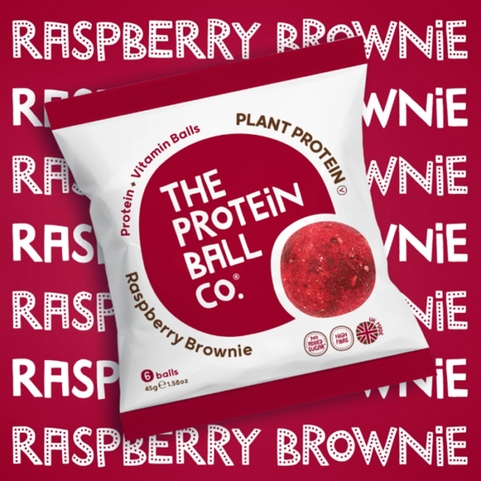 plant protein ball raspberry brownie